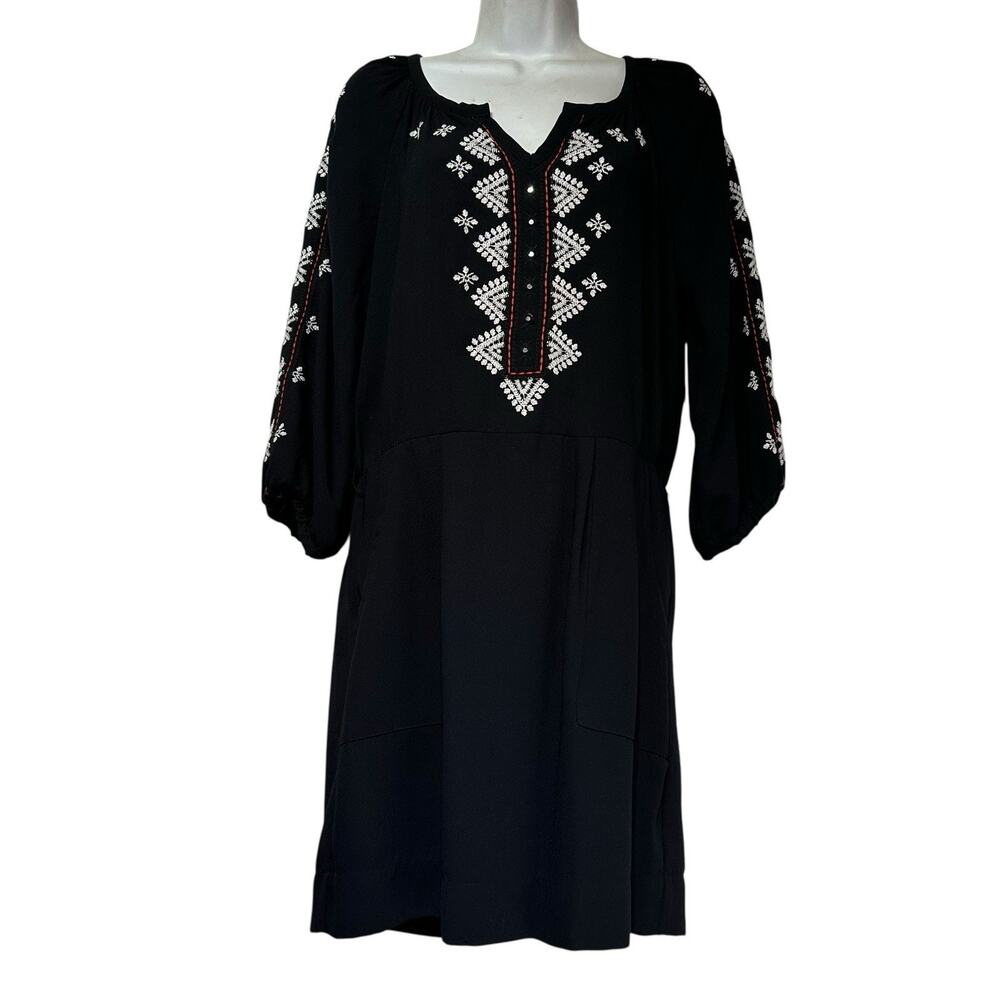 nanette lepore black long sleeve embroidered pockets dress Size 2